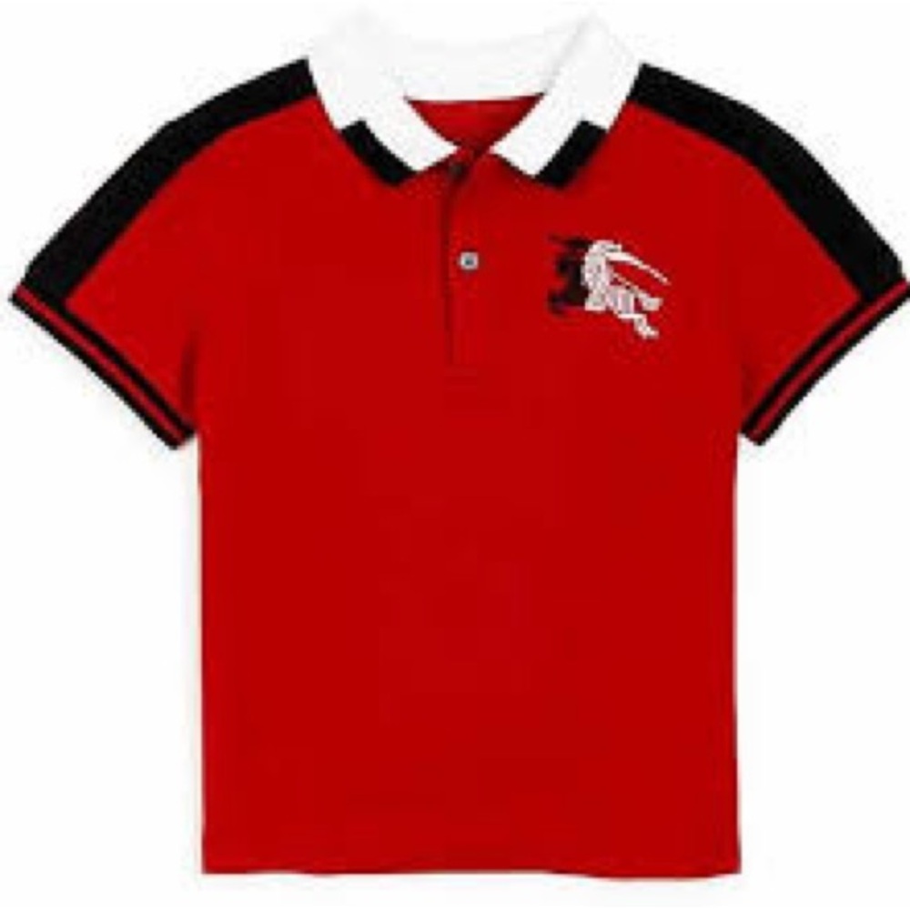 Burberry Red Polo with Black and White Trim